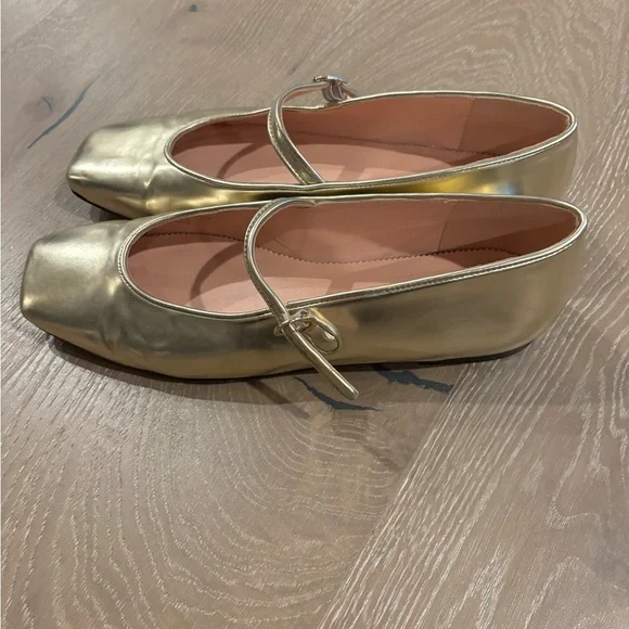 J. Crew Metallic Leather Gold Flats 8.5 - Picture 2 of 6